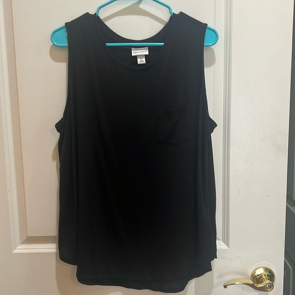 Ava & Viv Target black heather sleeveless soft flowy top top 1X.
